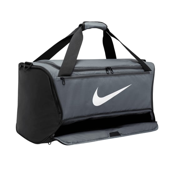 Nike Brasilia Swoosh Training 60L Duffeltas (IJzergrijs/Zwart/Wit) - Image 5