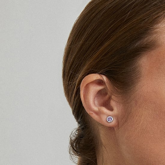 Luxenter essentiële oorbellen in 925 sterling zilver en amethist zirkonia met gerhodineerde afwerking - Image 3