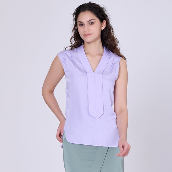 Mouwloze blouse met brede platte kraag - Image 1