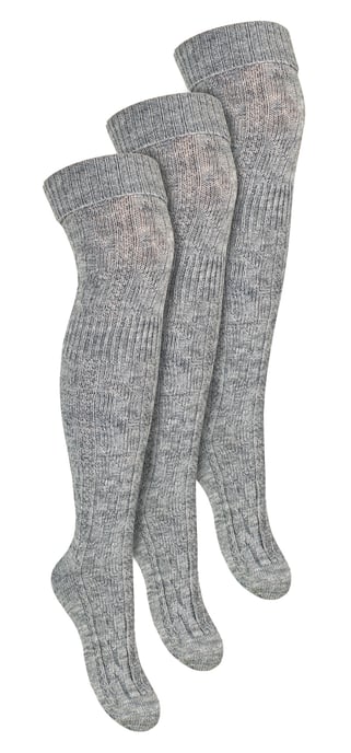Steven - Dames 3 Paar Over Knie Wol Sokken | Multipack Vrouwen Lange Sokken - Grijs - Image 1