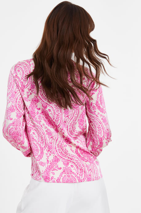 Pink Paisley Print Satin Shirt