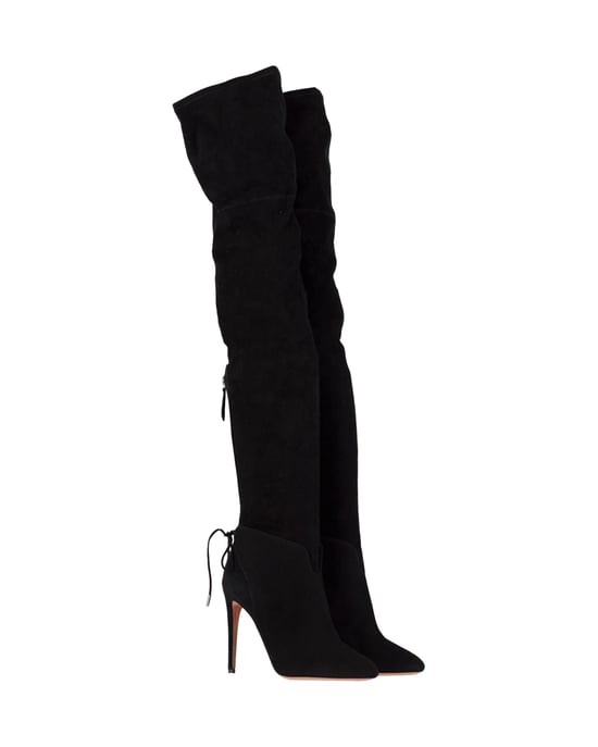 Aquazzura Giselle Over-The-Knee Laarzen in Zwart Suède - Image 2