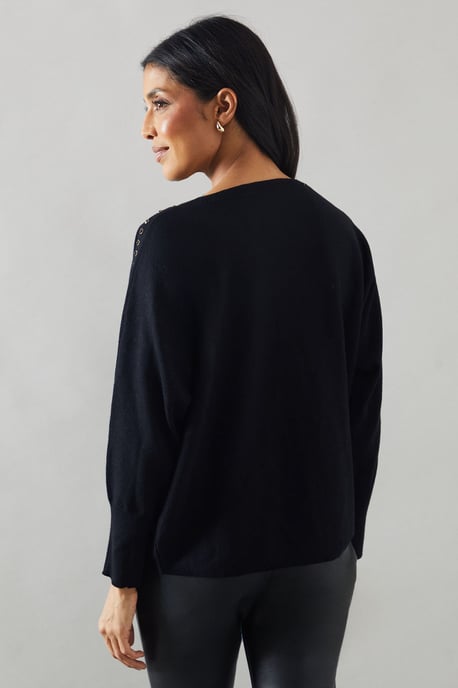 Stud Detail Boat Neck Jumper