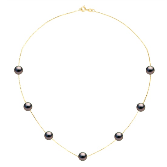Necklace Real 7 Real Cultured Tahiti Pearls PASSING THROUGH Round 7-8 mm
