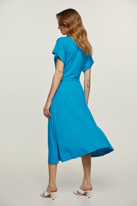Turquoise Knot Detail Midi Dress