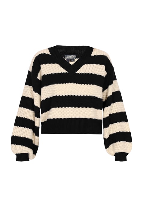 Dreimaster Jumper Dames Zwarte crème strepen - Image 1