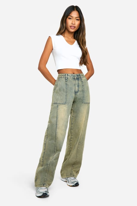Vintage Dirty Wash Seam Detail Skater Jean - Image 3
