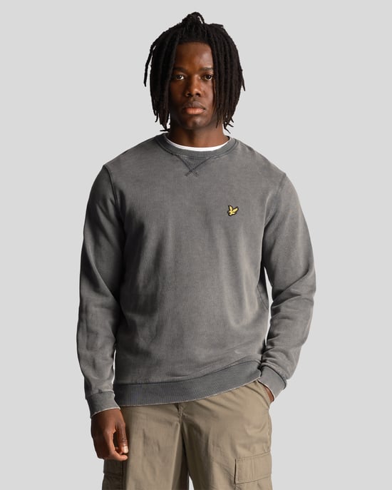Lyle & Scott Gewassen Rundhals Sweatshirt in Zwart - Image 1