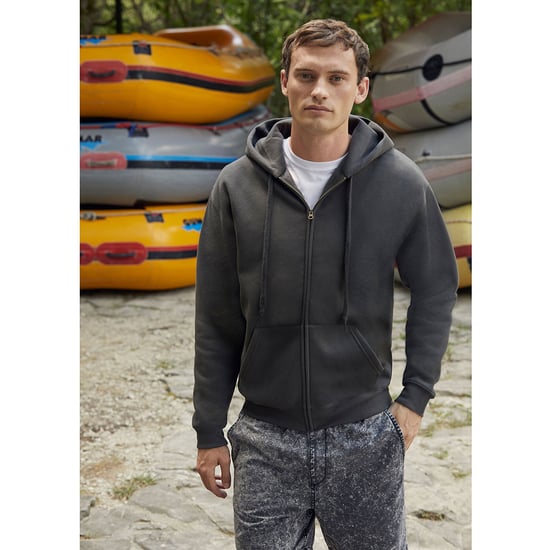 Fruit Of The Loom Heren Premium 70/30 Hooded Zip-Up Sweatshirt / Hoodie (Charcoal) - Image 2