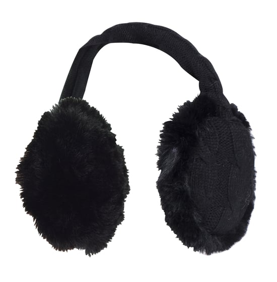 Heat Holders - Gebreide oorwarmers voor dames met imitatiebont - Zwart - Image 1