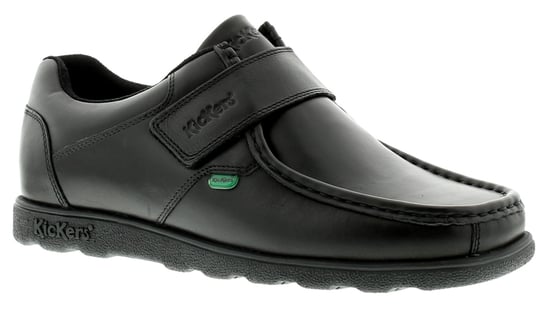 Nieuwe heren/heren zwarte kickers fragma touch fastening schoolschoenen. - Image 1