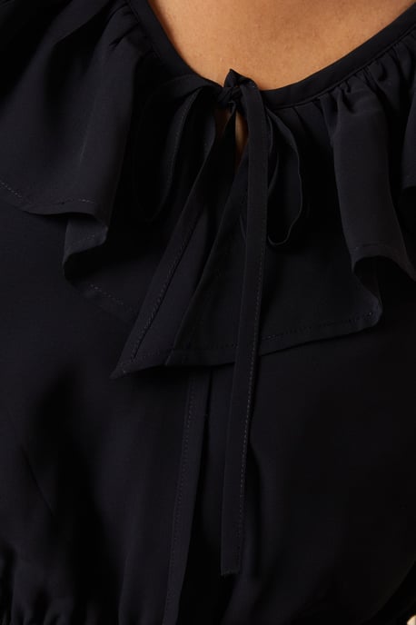 Ruffle Front Long Sleeve Blouse