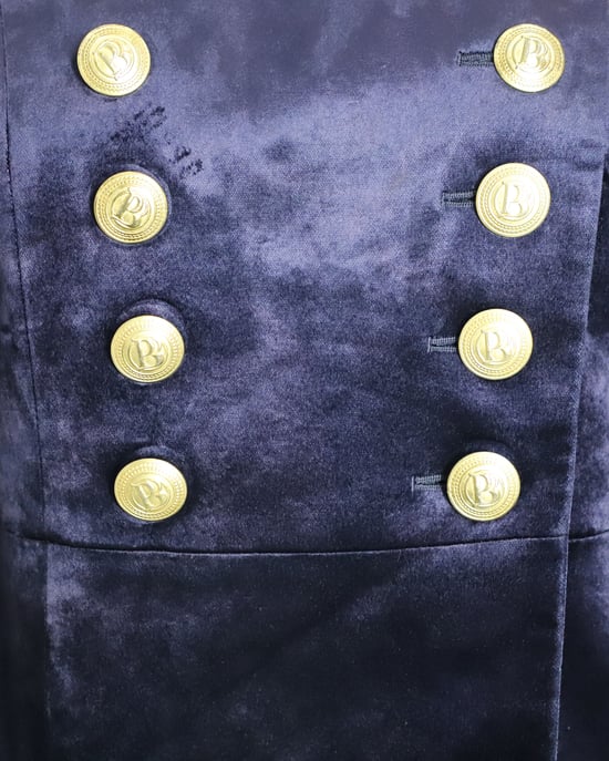 Pierre Balmain Militair Blazer en Shorts Set in Blauw Velours - Image 4