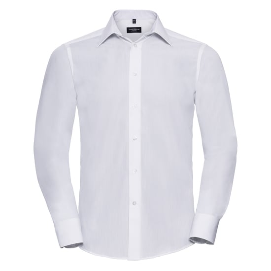 Russell Collection Heren Poplin Easy-Care Getailleerd overhemd met lange mouwen (Wit) - Image 1
