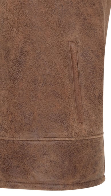 Mens Brown Aviator Shearling Bomber Gilet - Ambler