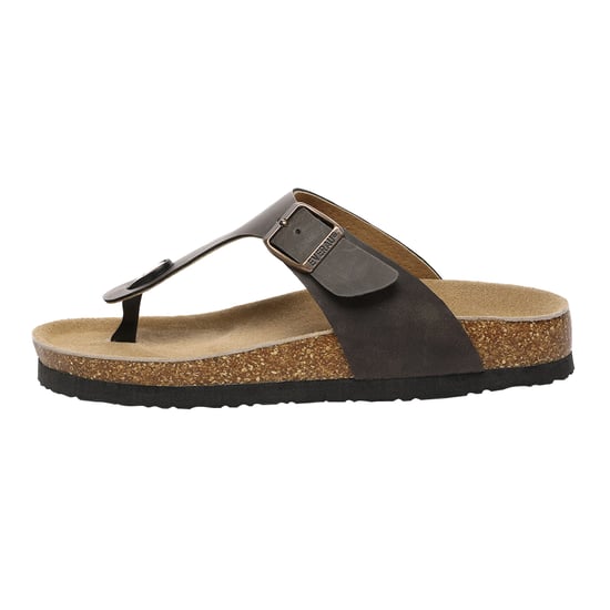 EVER AU Women Flamingo Leather Toe Thong Sandals - Brown Oiled Leather