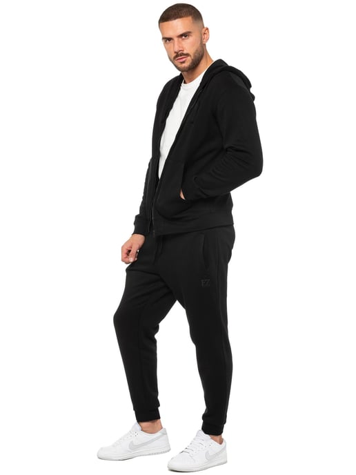Enzo | Mens Zip Hoodie Tracksuit Set - Black