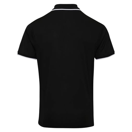 Premier Mens Coolchecker Contrast Pique Polo Shirt (Black/White)