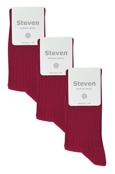 Steven - Dames 3 Paar Originele Merino Wol Sokken - Warme Wintersokken Multipack - Bordeaux - Image 2
