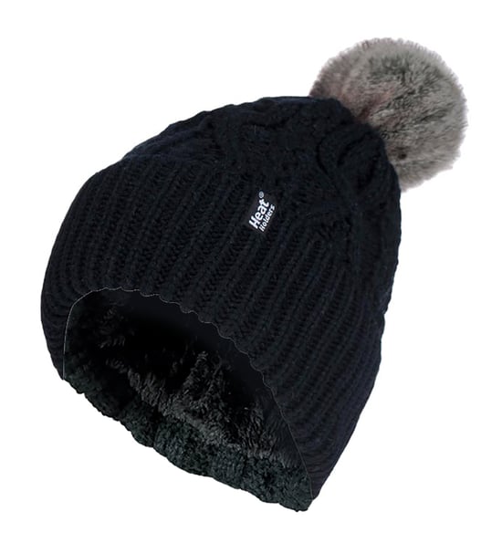 Heat Holders - Pom Pom-muts met boeien voor dames - Zwart - Image 1