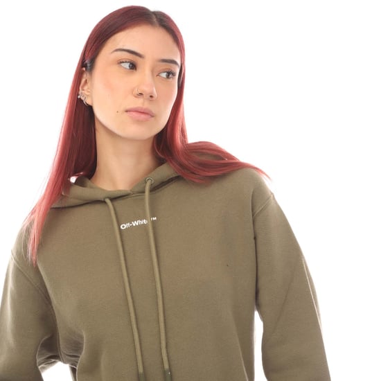 Women's Off White Flock Chine Flower Arrow Hoodie in Green - Image 3
