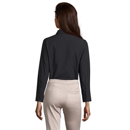 SOLS Dames/Dames Executive Poplin Business Blouse met lange mouwen (Zwart) - Image 2