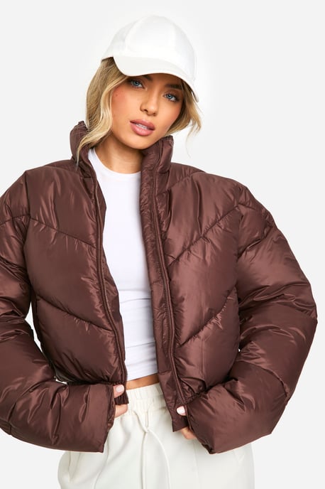 Quilted Funnel Neck Puffer Jacket