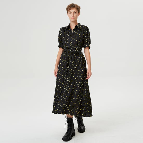 Shirt-jurk met gezwollen mouwen en lieveheersbeestje print - Image 1