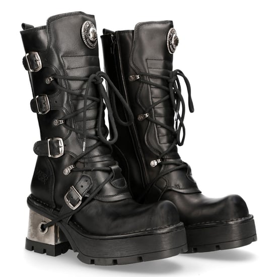 New Rock Damen-Leder-Gothic-Mittelstiefel mit mittlerer Wade-373-S33