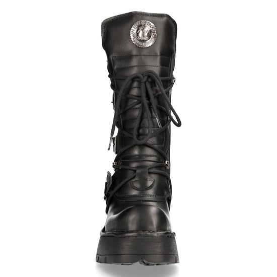 New Rock Damen-Leder-Gothic-Mittelstiefel mit mittlerer Wade-373-S33