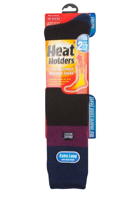 Heat Holders - Dames kniehoge thermo skisokken - Zwart / Fuchsia - Image 2