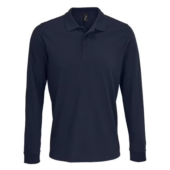 SOLS Unisex poloshirt met lange mouwen van katoen voor volwassenen (Franse marine) - Image 1
