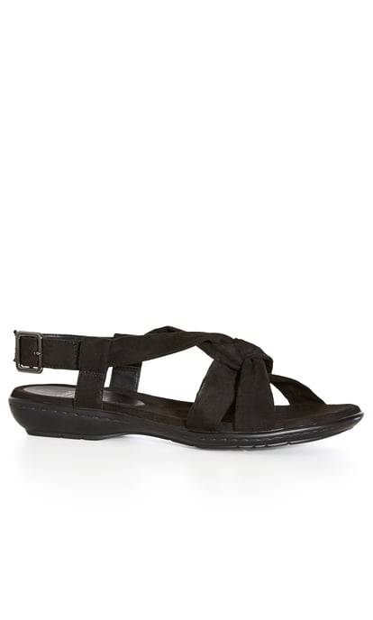 EVANS Women's EXTRA WIDE FIT Twist Flat Sandal - black