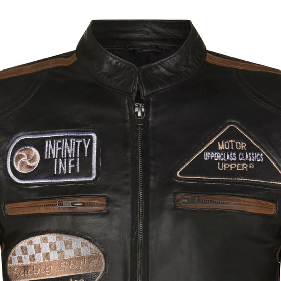 Zipped Leather Racing Biker Moto Jacket