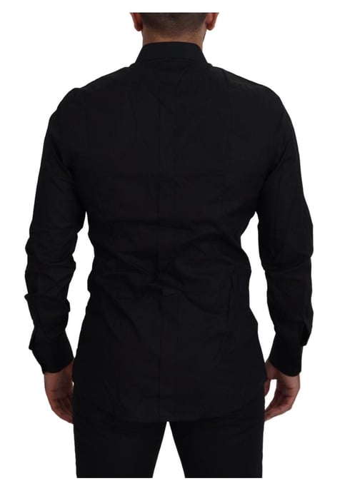 Dolce & Gabbana Heren Zwarte Gouden Kroon Slim Fit Dress Shirt - Image 2