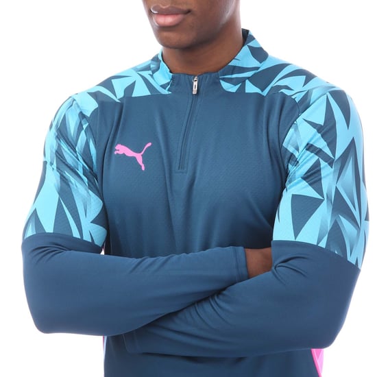 Heren Puma IndividualFINAL 1/4 Zip Top in Blauw - Image 3