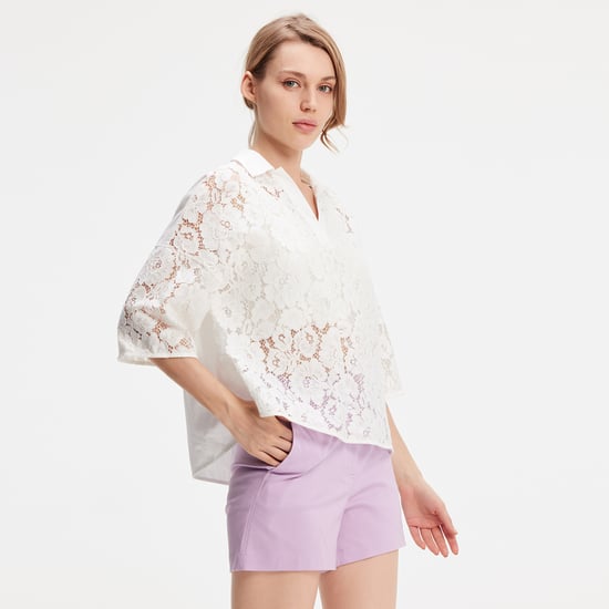 Kant- en katoenen blouse - Image 3