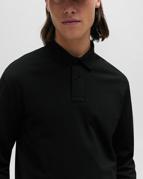 BOSS Orange Passerby Heren Lange Mouw Stretch-Katoenen Polo met Logo Patch NOS - Image 2