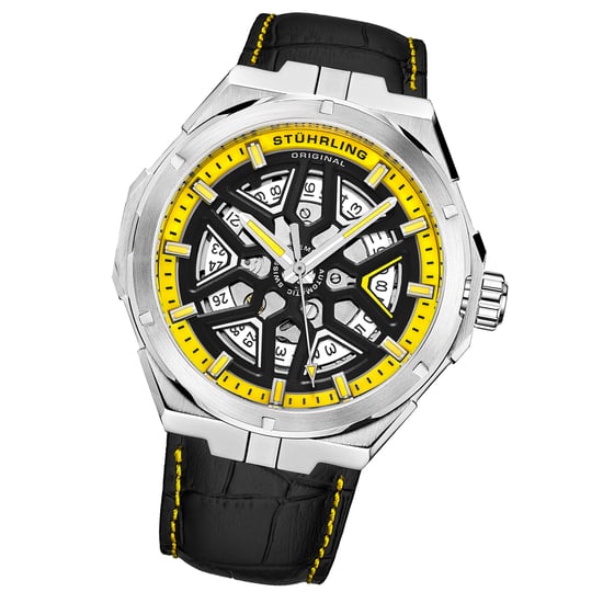 Zwart en geel “Gio Swiss” Automatisch 44mm Skeleton - Image 2