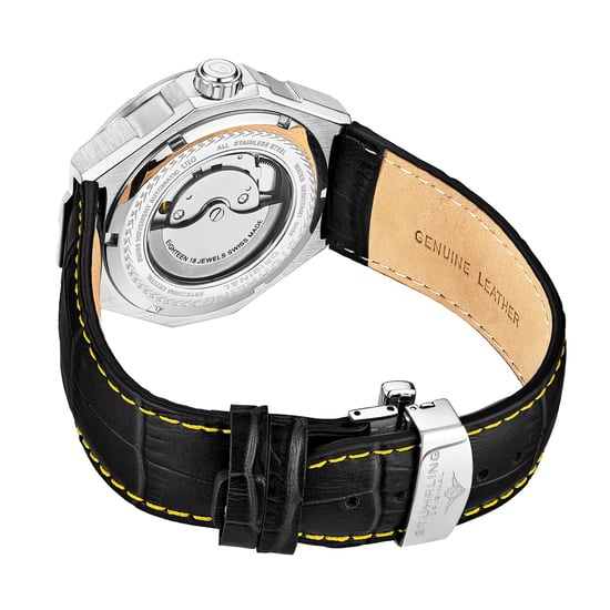 Zwart en geel “Gio Swiss” Automatisch 44mm Skeleton - Image 3