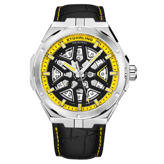 Zwart en geel “Gio Swiss” Automatisch 44mm Skeleton - Image 1