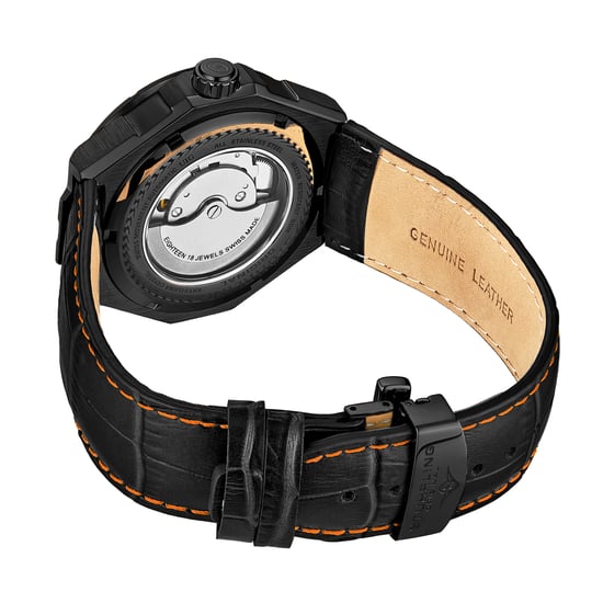 Zwart en Orange “Gio Swiss” Automatisch 44mm Skeleton - Image 3