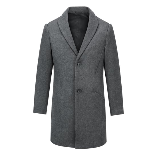 Men's Long Slim Fit Winter Warm Business Wool Coat Grey
