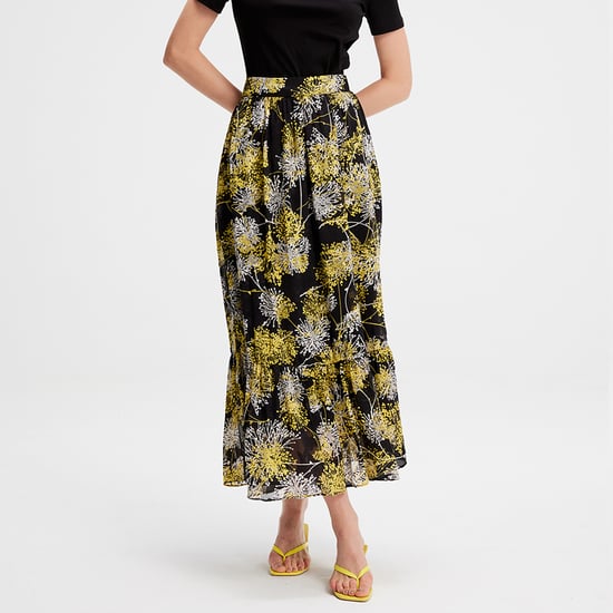 Lange rok met lineaire print en ruches - Image 2