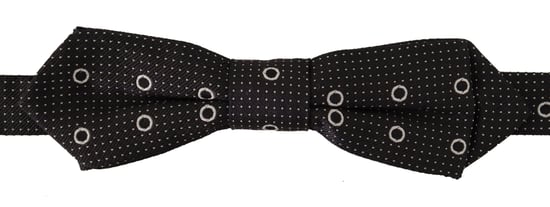 Dolce & Gabbana Black White Polka Dot 100% Silk Neck Papillon Men's Tie