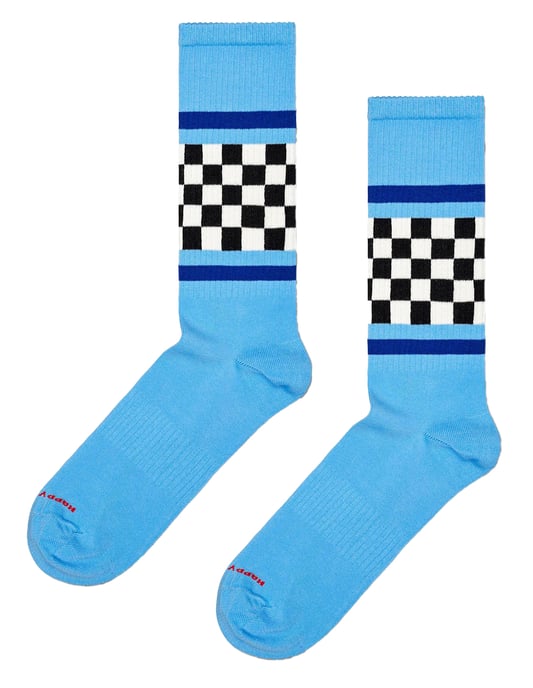 Gecontroleerde Streep Sokken | Happy Socks | Nieuwe Ruiten Gevlekte Sokken | Grappige Cadeausokken - Blauw - Image 2