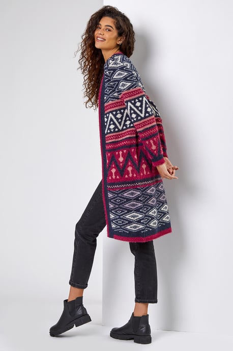 Aztec Print Longline Cardigan