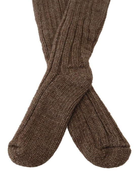 Dolce & Gabbana Chic Bruine Wolmix Over-de-Kuit Dames Sokken - Image 2