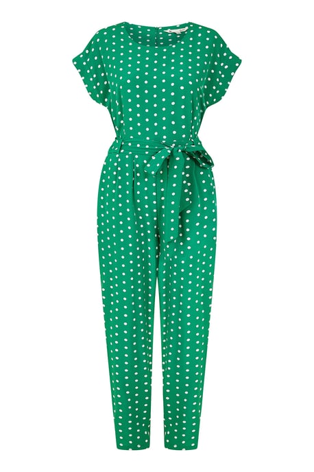Green Spot Print Jumpsuit