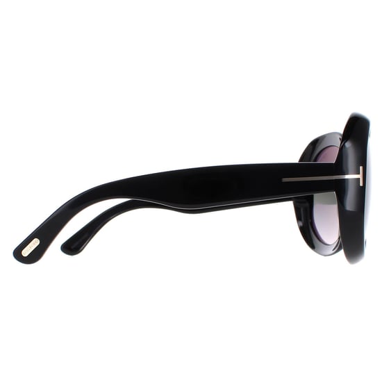 Tom Ford Round Womens Shiny Black Smoke Gradient Georgia 02 FT1011